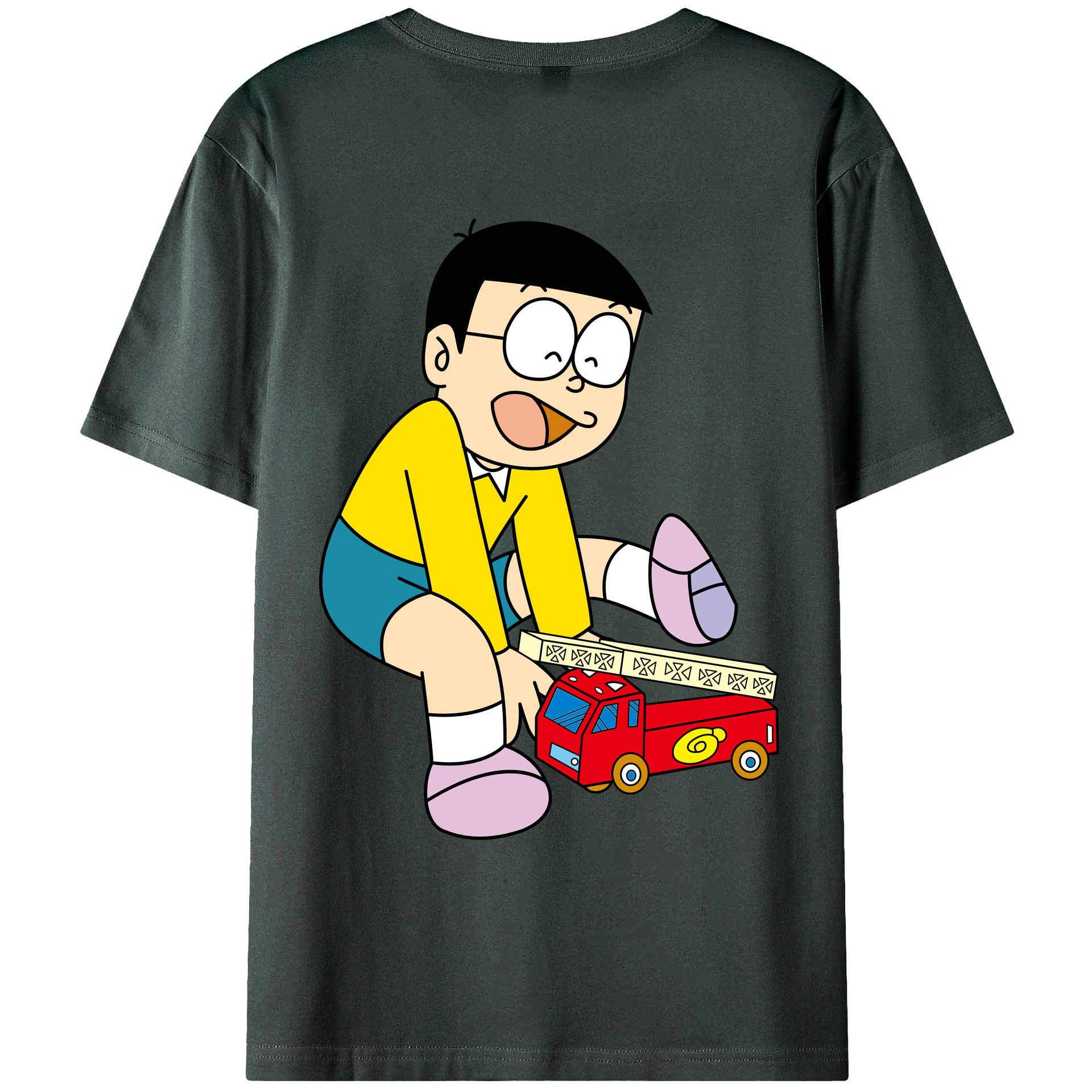（画像用） ドラえもん 野比 のび太 Doraemon Nobita Nobi 綿100％ メンズ半袖Tシャツ（バックプリント） 通気性